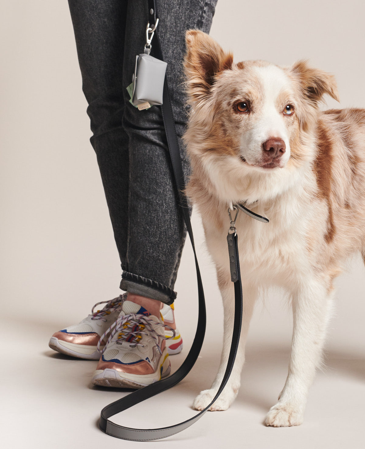 PAWNESS Vegan Leather Dog leash - Grey (Made in ITALY)