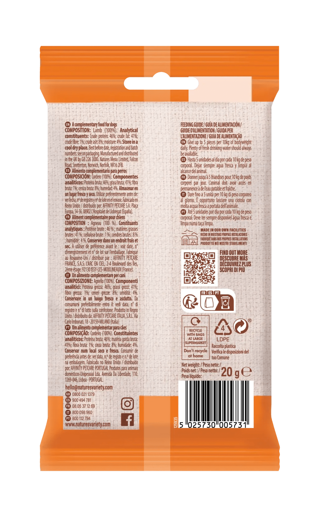 Nature’s Variety Freeze Dried Meat Bites - 100% Lamb (20g)