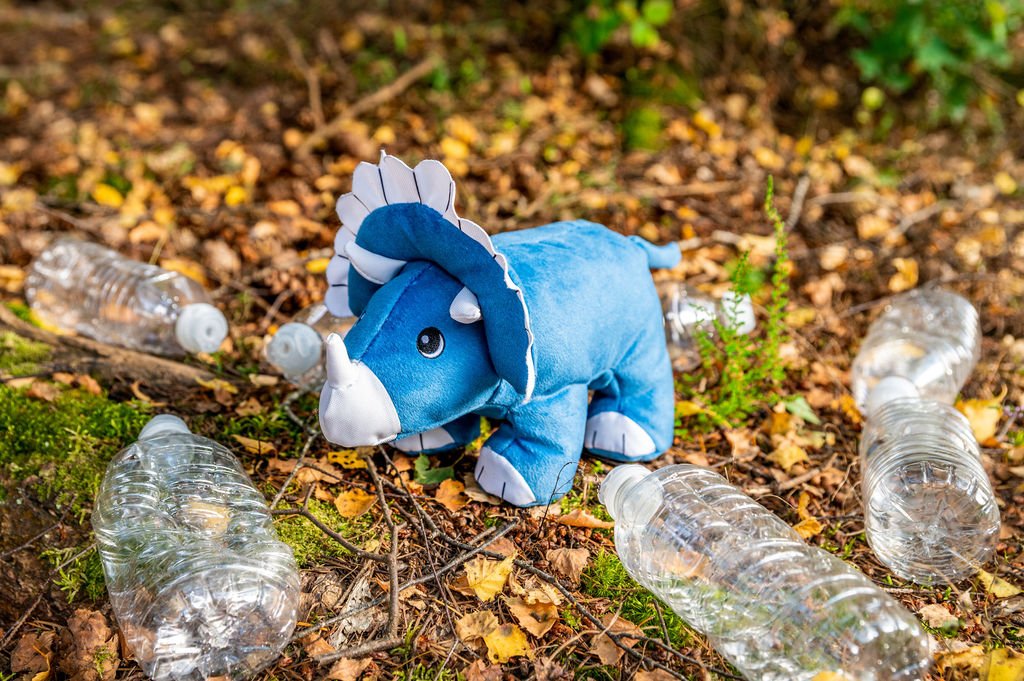 Sustainapaws Triceratops 100% Recycled Plastic Double Layered Plush Dog Toy
