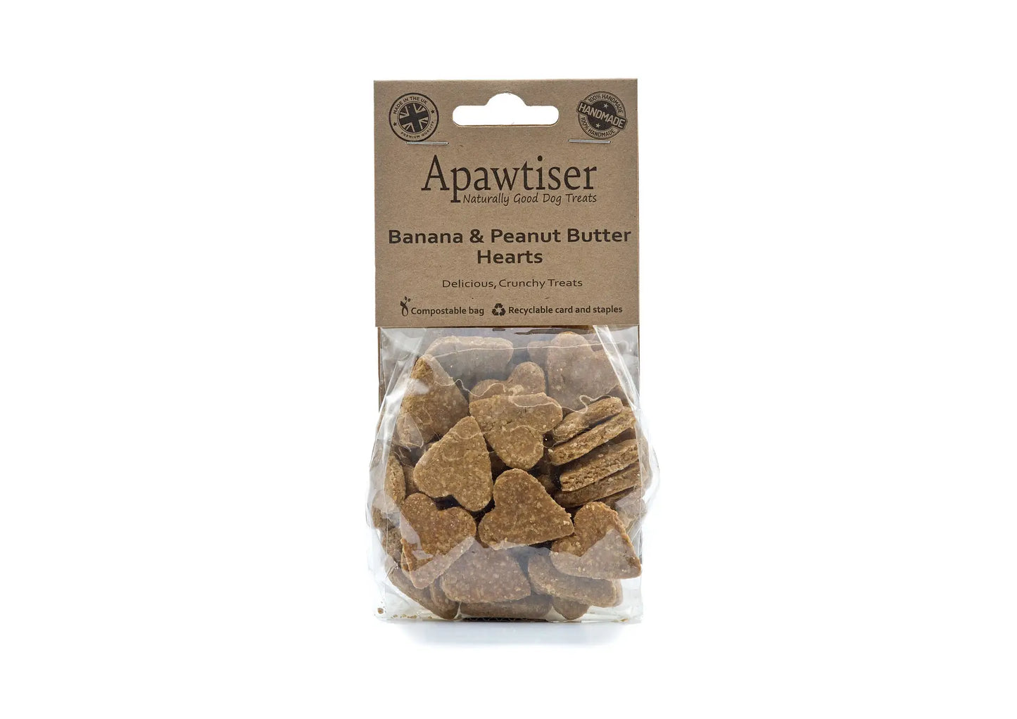 Handmade Banana and Peanut Butter Hearts 100g