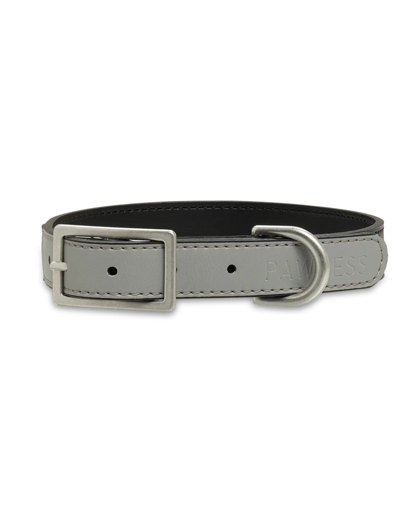 Vegan Leather Collar - Grey (Made in Italy)