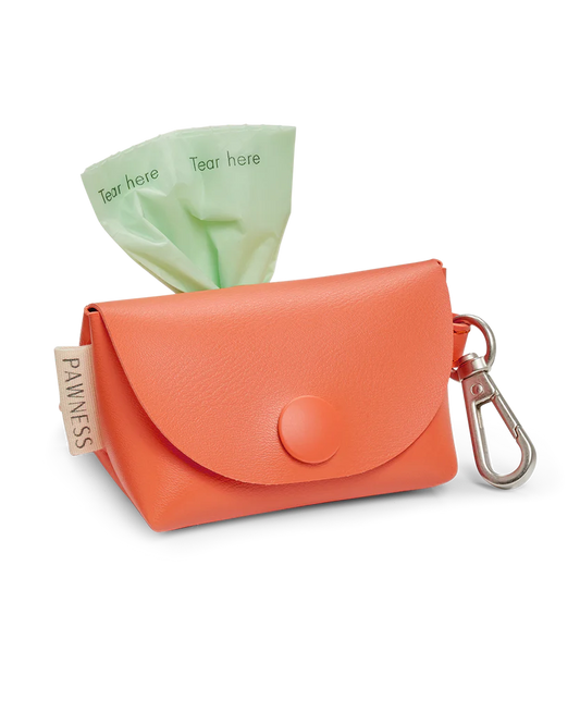 PAWNESS Vegan Leather Poo bag Holder - Coral