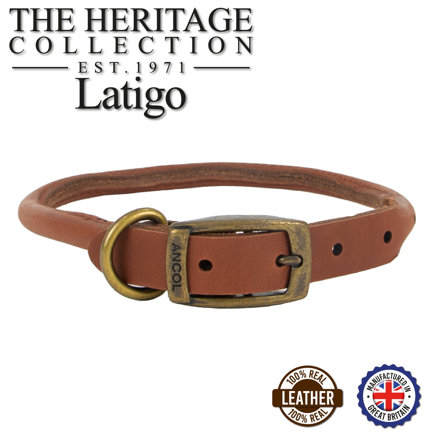 Dog Leather collar, Chestnut