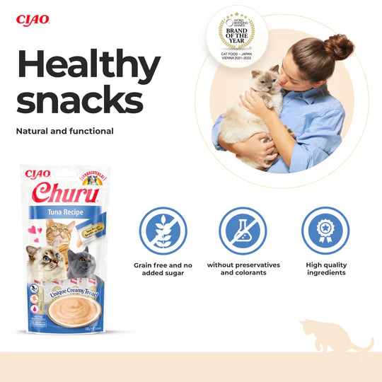 CIAO Churu Cat Treats - Tuna Flavour (4 x 14g)