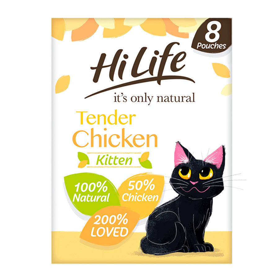 HiLife It's Only Natural Tender Wet Kitten Cat Food Chicken Jelly 8x70g