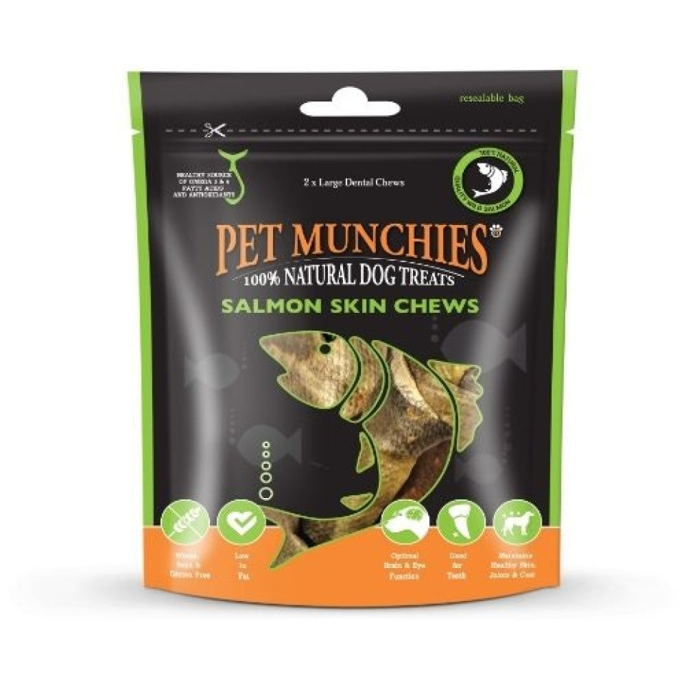 Pet Munchies Medium Salmon Skin Chews Dog Treats (125g)