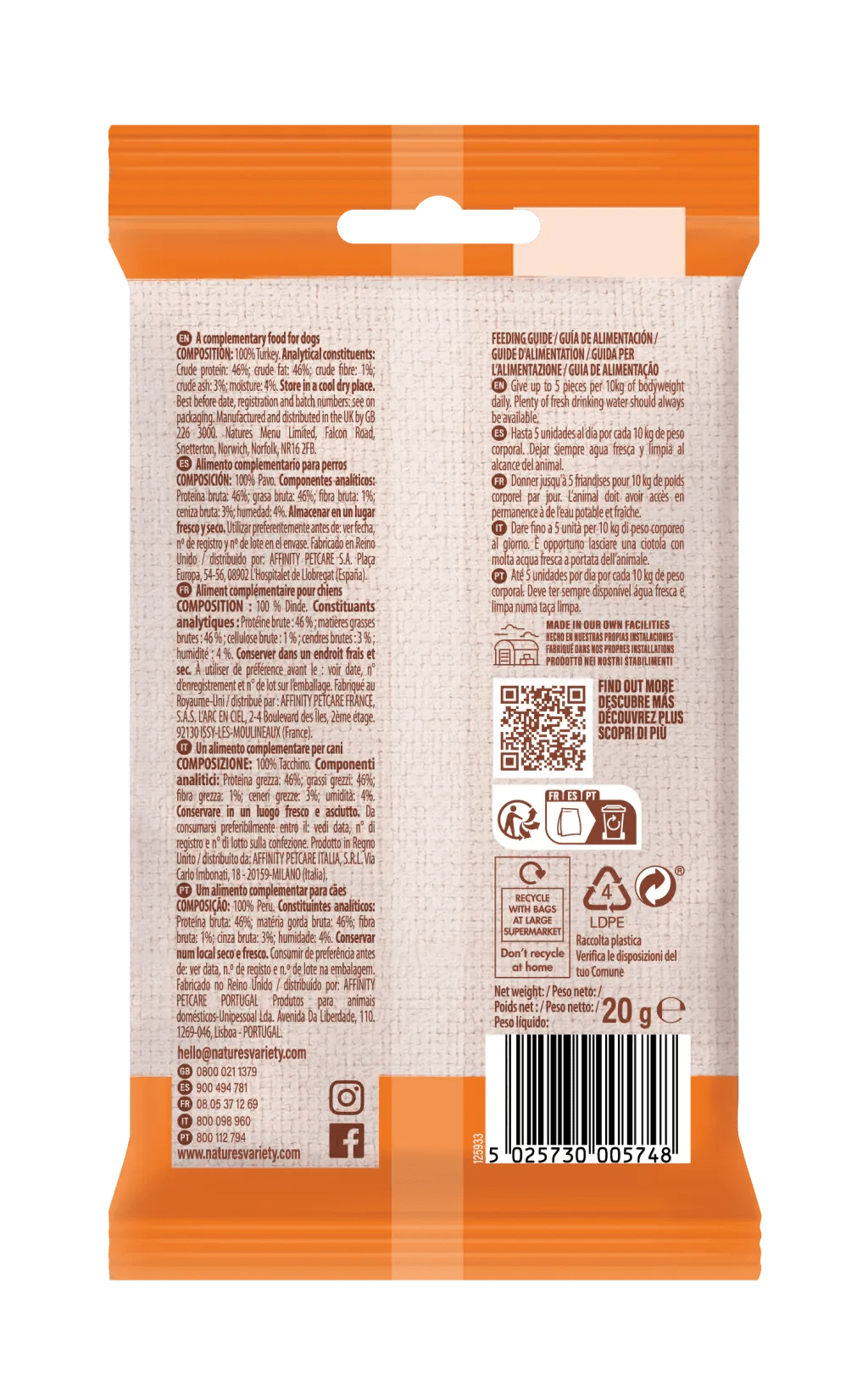 Nature’s Variety Freeze Dried Meat Bites - 100% Turkey (20g)