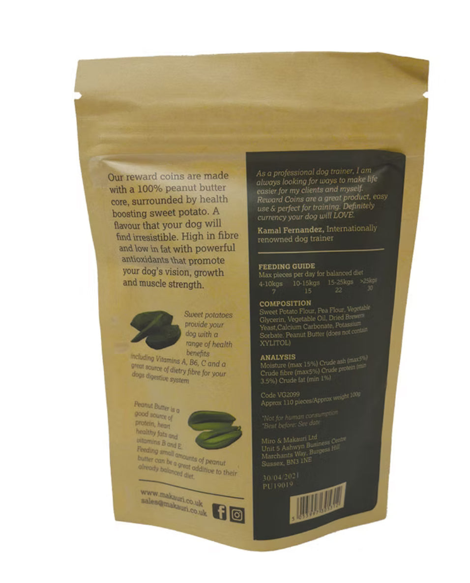Vegan Dog Training Treats - Maks Patch Peanut Butter Reward Coins - 100g