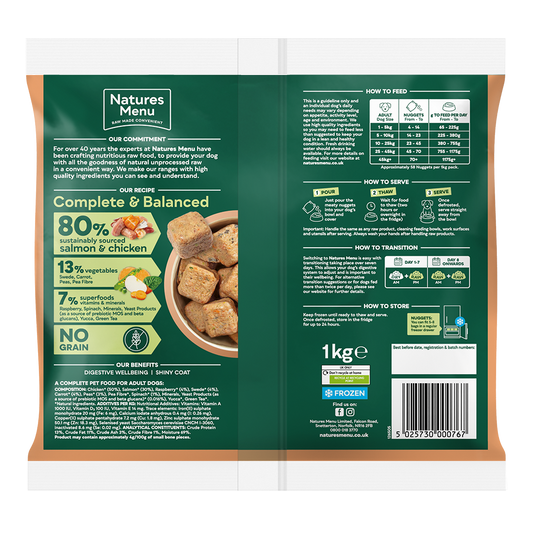 Natures Menu 80% Salmon & Chicken, 1 kg (Raw Frozen)