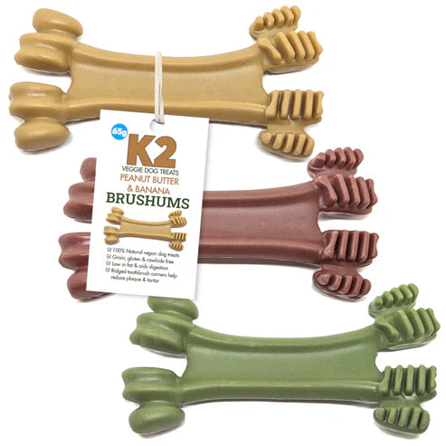 K2 Veggie Dog Treats Brushums, 3 flavours, 65g