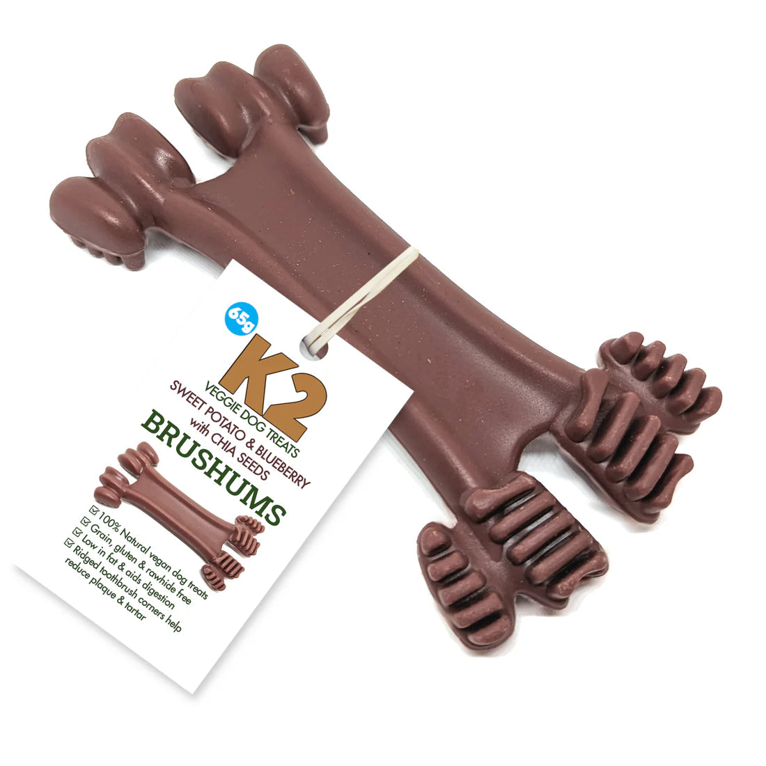 K2 Veggie Dog Treats Brushums, 3 flavours, 65g