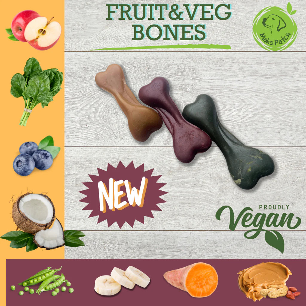 Vegan Dog Treats - Maks Patch Fruit & Veg Bones