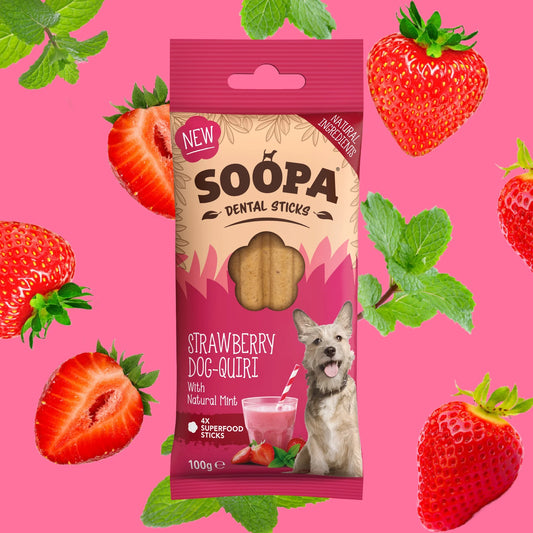 SOOPA Strawberry Dog-Quiri Dental Sticks