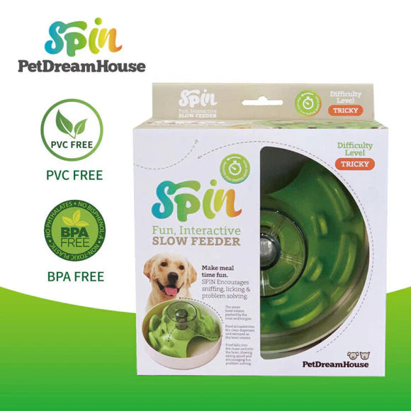 PetDreamHouse SPIN Interactive Dog Feeder Palette Green Tricky