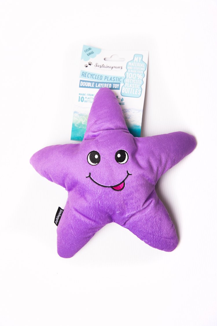 Sustainapaws Starfish 100% Recycled Plastic Plush Dog Toy, Small